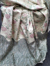 Brocade Jacquard Metallic Eyelash Fabric Sage Pink Gold