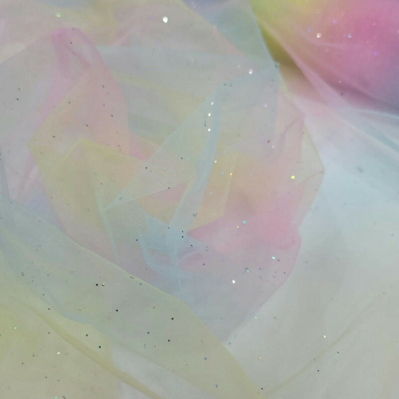 Rainbow Glitter Tulle Fabric
