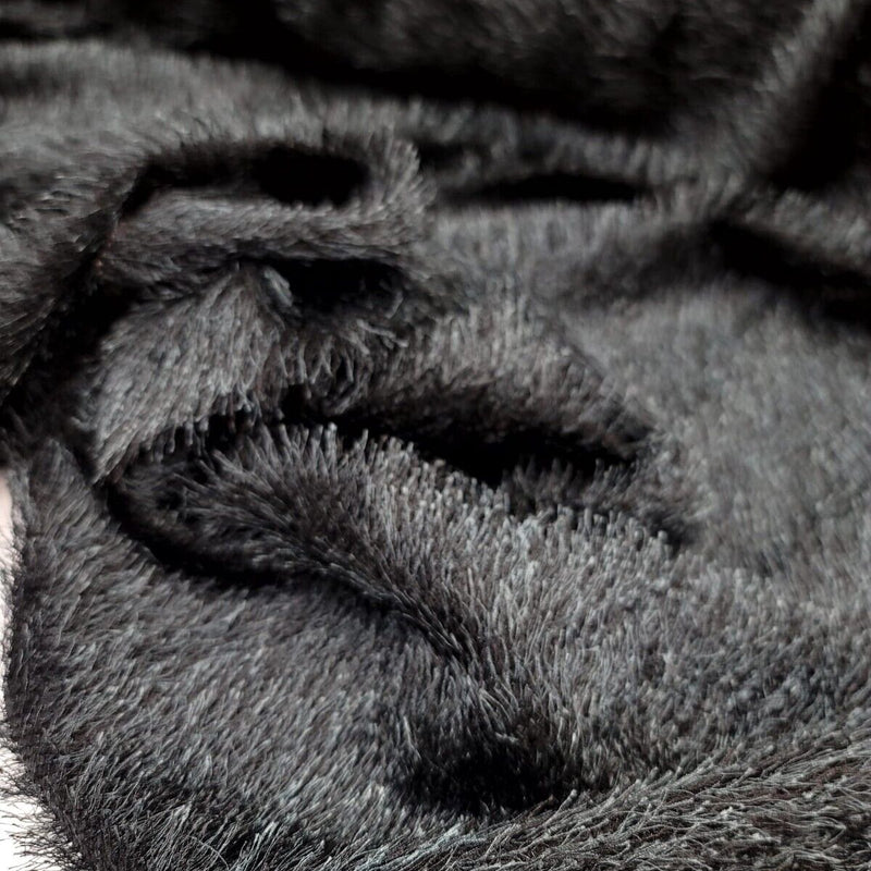 Stretch Faux Shaggy Fabric Eyelash Black Teal