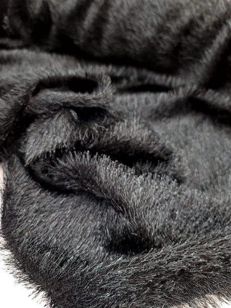 Stretch Faux Shaggy Fabric Eyelash Black Teal