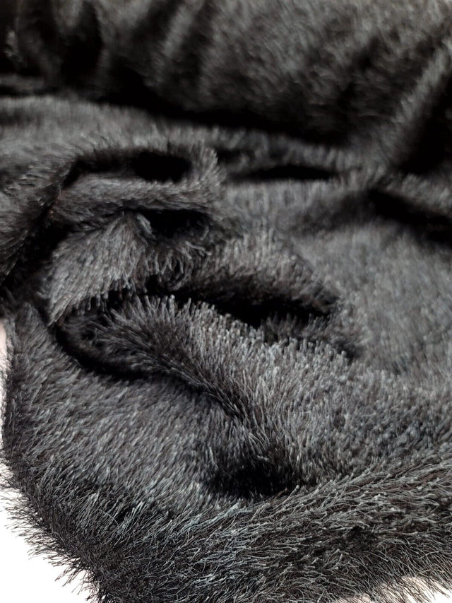 Stretch Faux Shaggy Fabric Eyelash Black Teal