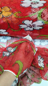 Fish Net Floral Fabric Red