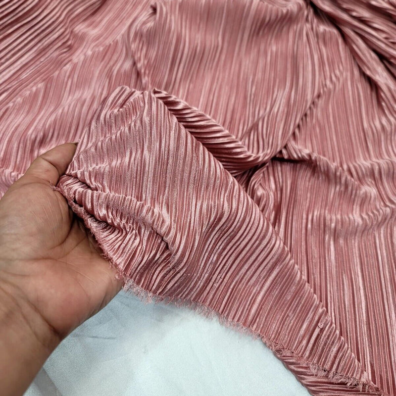 Pleated Stretch Fabric Dusty Rose