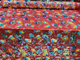Sequin Lace Red Mesh Fabric