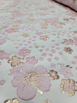Brocade Jacquard Pink Gold Floral