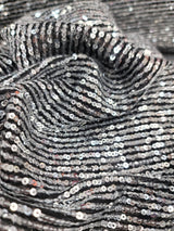 Sequin Stretch Mesh Fabric Silver on Black
