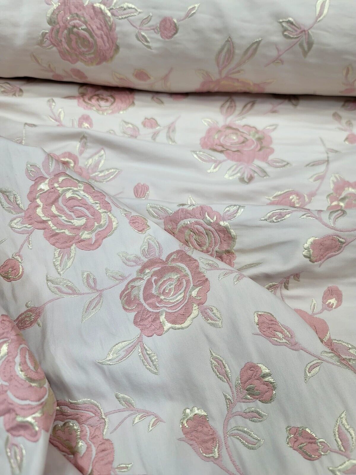 Brocade Jacquard Floral Fabric Blush Gold