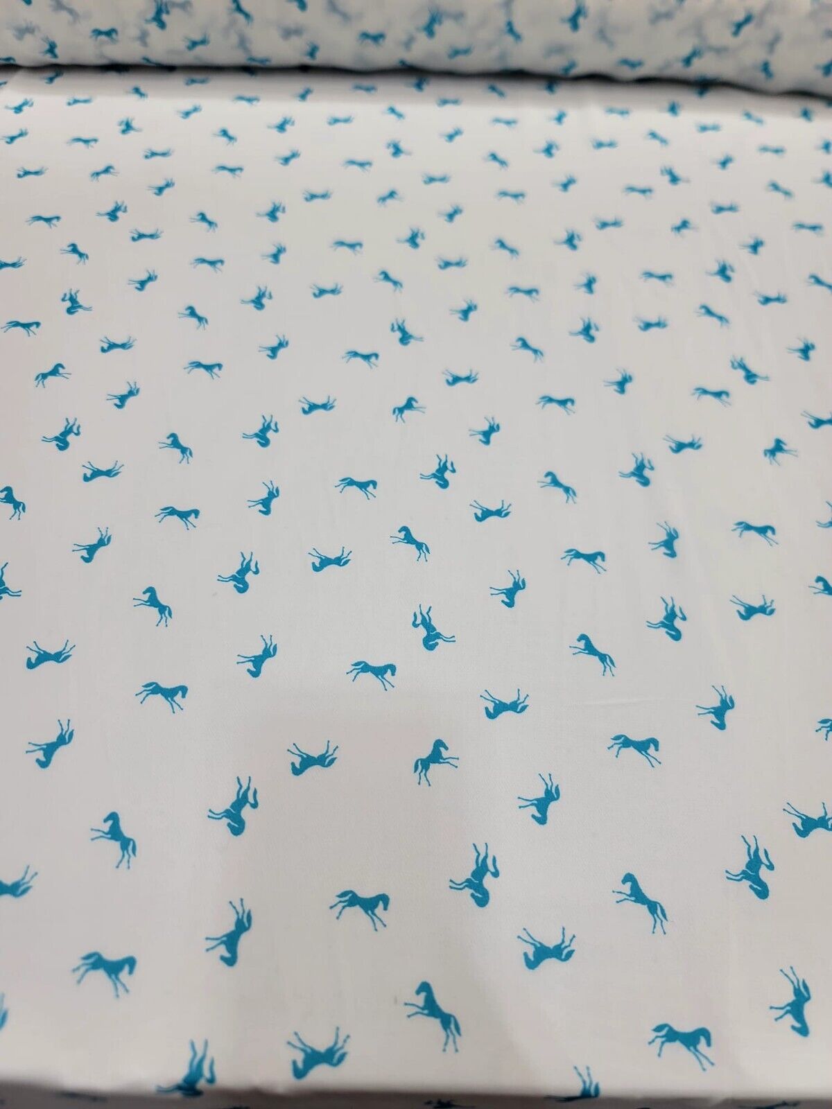 Printed Chiffon Fabric Blue Horses