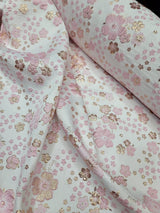 Brocade Jacquard Pink Gold Floral