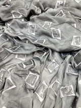 Embroidered Silk Chiffon Polyester Fabric Gray