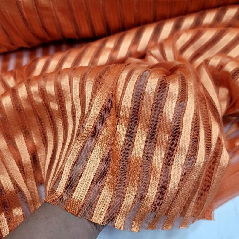 Orange Stretch Lace Fabric