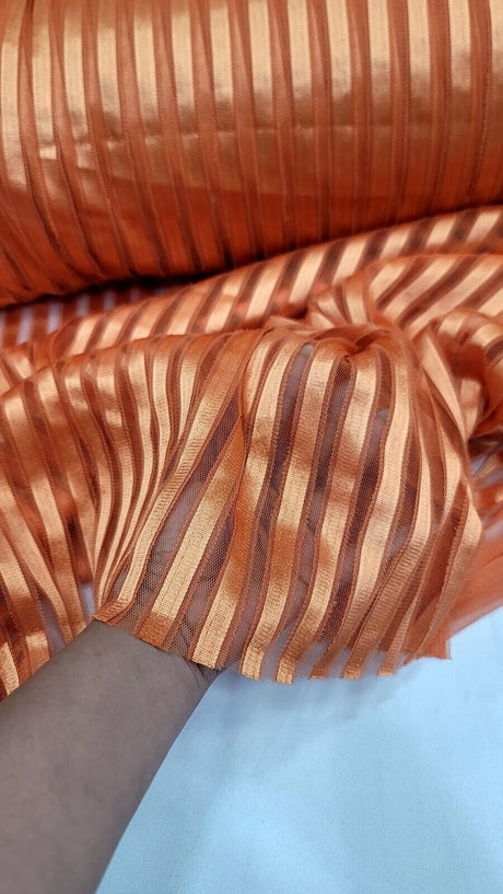 Orange Stretch Lace Fabric