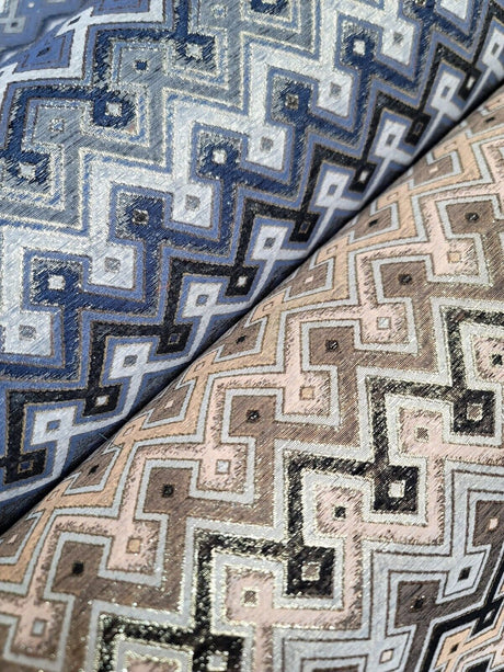 Metallic Brocade Fabric Teal Gold