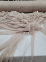 Embroidered Polka Dot Mesh Fabric Beige Champagne