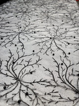 Embroidered Bridal Lace Fabric Black Silver
