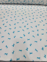 Printed Chiffon Fabric Blue Horses