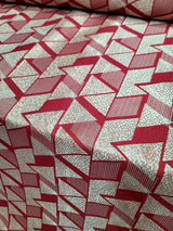 Brocade Jacquard Red Gold Metallic Geometric