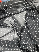 Sheer Chiffon White Polka-Dot Fabric