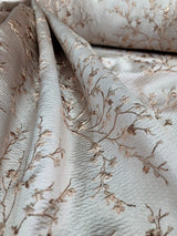 Brocade Jacquard Fabric Rose Gold Metallic Floral
