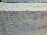 3D Floral Lace Sky Blue