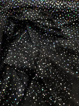 Black Stretch Mesh Iridescent Sequins Fabric