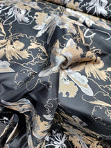 Brocade Jacquard Floral Fabric Gold Silver Black