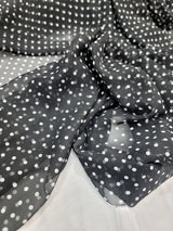 Sheer Chiffon White Polka-Dot Fabric