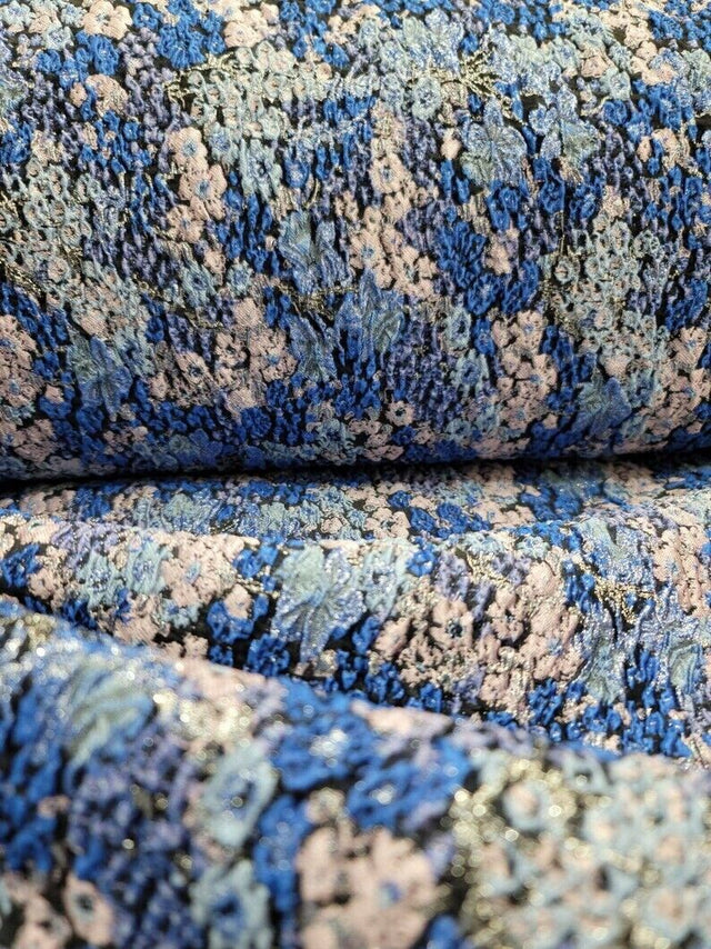 Brocade Floral Jacquard Fabric Beige Red