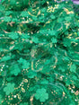 3D Floral Sequin Fabric Emerald Green