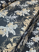 Brocade Jacquard Floral Fabric Gold Silver Black