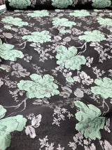 Brocade Jacquard Floral Fabric Sage Green Silver Black