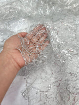 Sequin Mesh Spider Web Fabric Silver