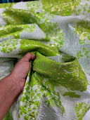 Floral Brocade Fabric White Organza Base