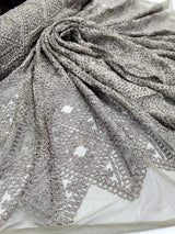 Embroidered Ribbon Lace Fabric Dark Olive Green