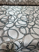 Brocade Jacquard Fabric Gold Metallic Chain Geometric Pattern