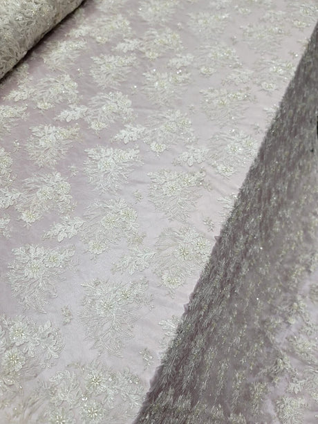 Beaded Embroidered Lace Ivory