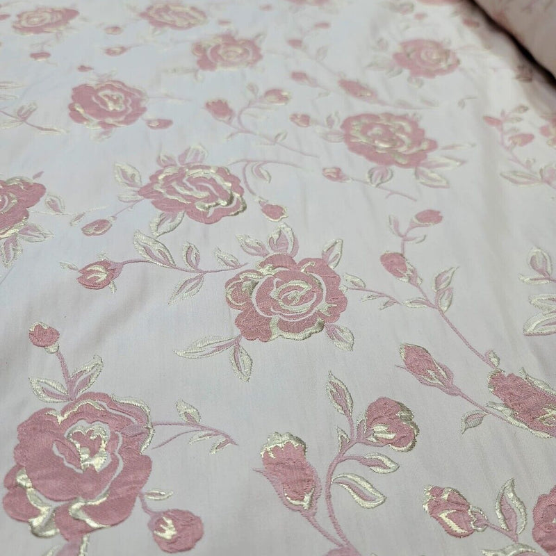 Brocade Jacquard Floral Fabric Blush Gold