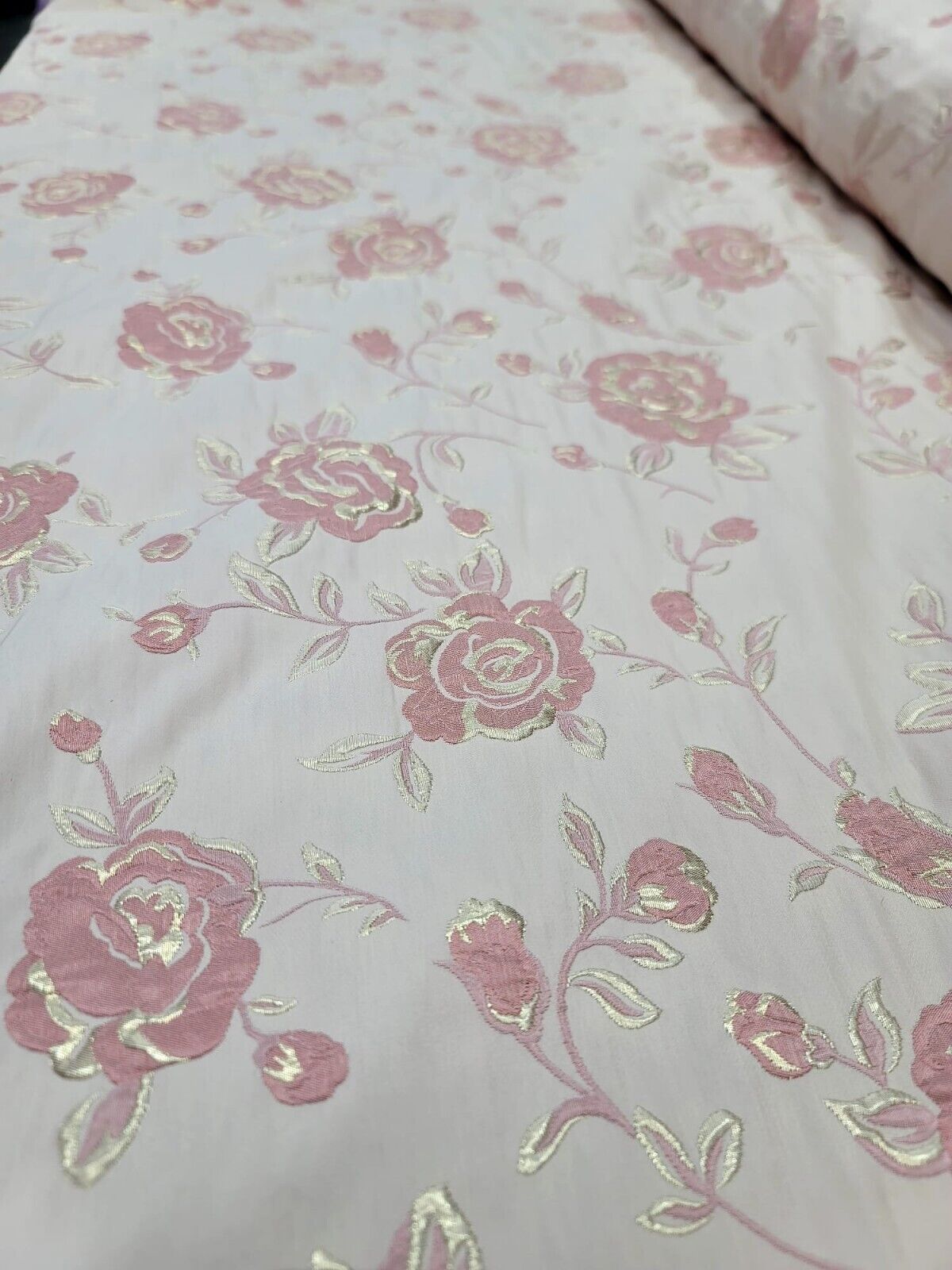 Brocade Jacquard Floral Fabric Blush Gold