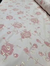 Brocade Jacquard Floral Fabric Blush Gold