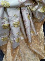 Brocade Jacquard Metallic Yellow Pink Gold