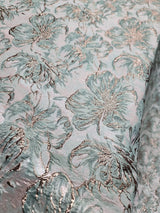 Brocade Jacquard Floral Brocade Mint Green Rose Gold