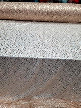 Rose Gold Sequins Beaded Embroidered Stretch Lace Fabric