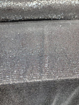 Sequin Stretch Mesh Fabric Silver on Black