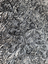 Floral Brocade Fabric Gray Metallic