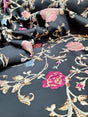 Brocade Jacquard Fabric Black Floral Pink Gold Blue