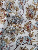 Brocade Chenille Damask Fabric Mint Dark Gold