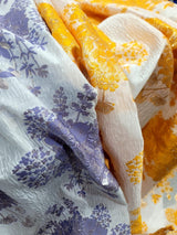 Floral Brocade Fabric White Organza Base