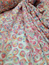 Embroidered Floral Mesh Lace White Pink