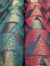 Black and Red Gold Metallic Brocade Fabric