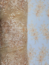Beaded 3D Floral Lace Pale Yellow